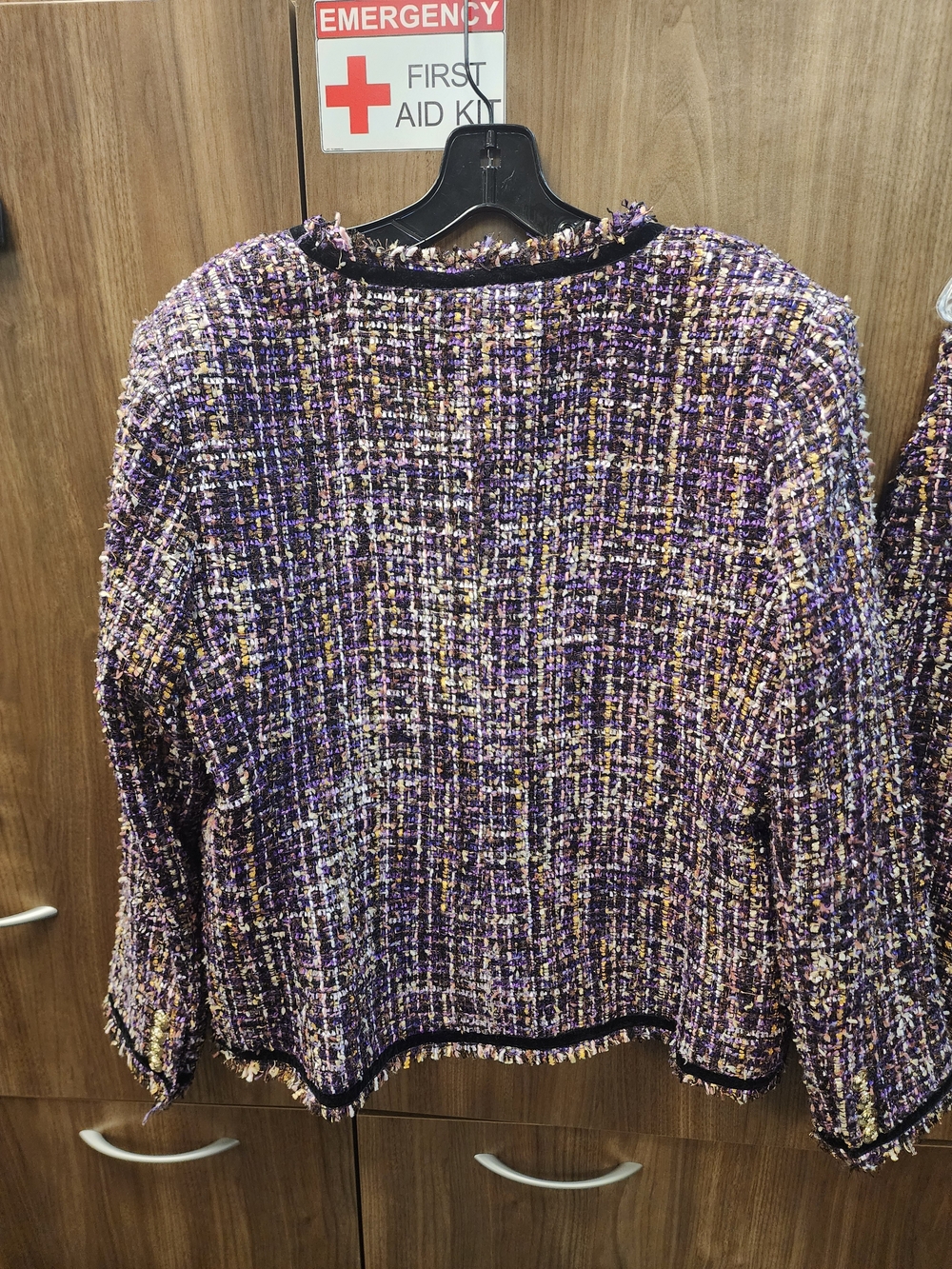 Tahari Purple Tweed Fringed V-Neck Jacket And Skirt Suit - Picture 5 of 7